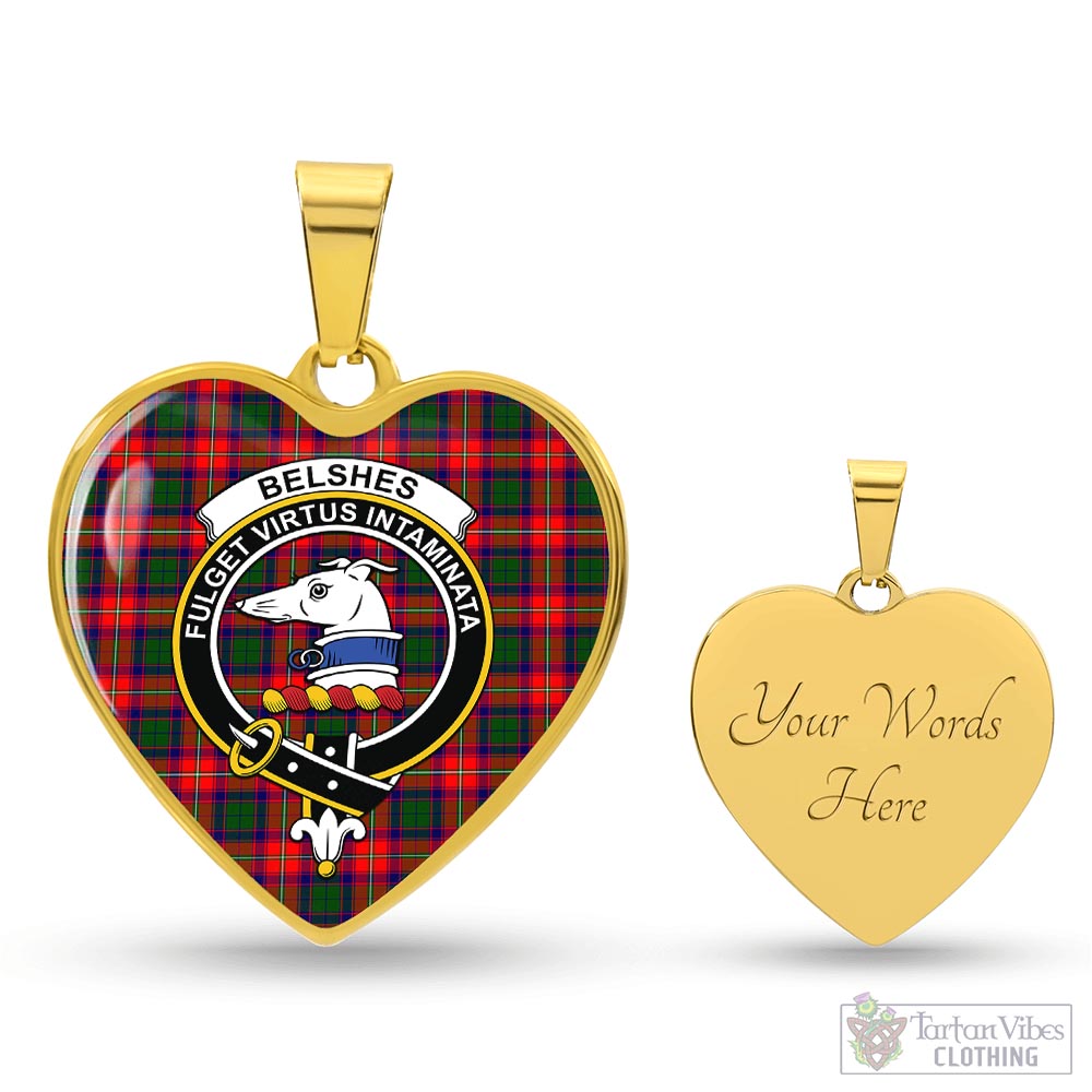 Belshes Tartan Heart Necklace with Family Crest Luxury Necklace (Gold) Yes - Tartan Vibes Clothing