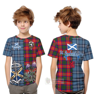 Belshes (Belsches) Tartan Kid T-Shirt Happy St. Andrew's Day Half Tartan Style Youth XL Size14 - Tartan Vibes Clothing