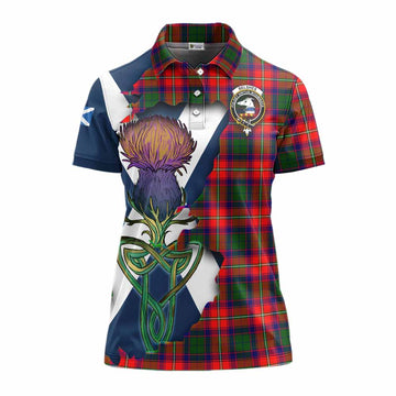 Tartan Vibes Clothing Belshes (Belsches) Tartan Family Crest Women's Polo Shirt Scottish Thistle Celtic Inspired