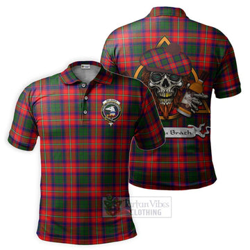Belshes (Belsches) Tartan Polo Shirt with Family Crest and Bearded Skull Holding Bottles of Whiskey Kid - Tartan Vibes Clothing