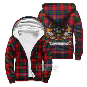 Belshes (Belsches) Tartan Sherpa Hoodie with Family Crest and Bearded Skull Holding Bottles of Whiskey Unisex S - Tartan Vibes Clothing