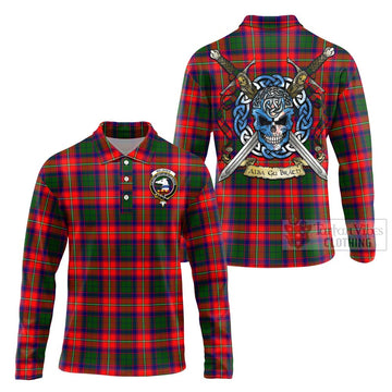 Belshes (Belsches) Tartan Long Sleeve Polo Shirt with Family Crest Celtic Skull Style Unisex - Tartan Vibes Clothing