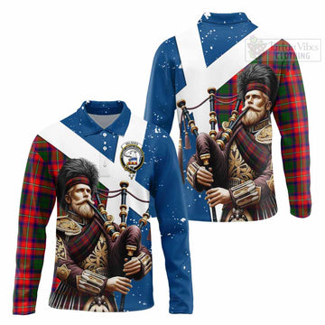 Belshes (Belsches) Tartan Long Sleeve Polo Shirt with Family Crest Scottish Bagpiper Vibes Unisex - Tartan Vibes Clothing