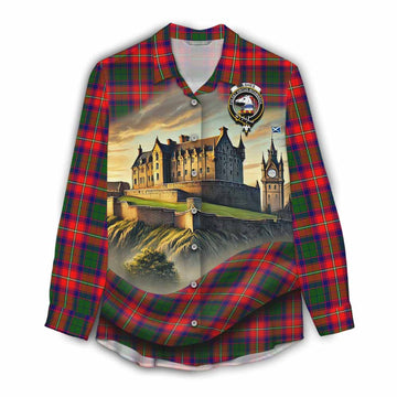 Belshes (Belsches) Tartan Family Crest Women's Casual Shirt with Scottish Ancient Castle Style Female - Tartan Vibes Clothing