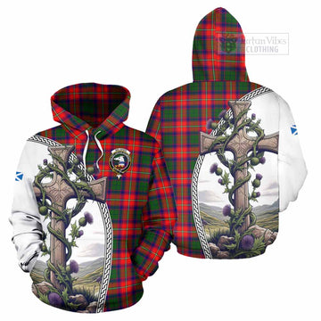 Belshes (Belsches) Tartan Hoodie with Family Crest and St. Andrew's Cross Accented by Thistle Vines Zip Hoodie - Tartan Vibes Clothing