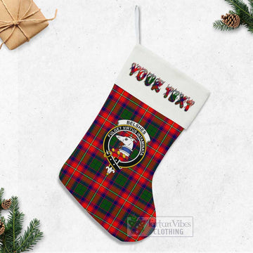 Belshes (Belsches) Tartan Family Crest Christmas Stocking with Personalized Text - Tartan Vibes Clothing