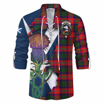 Tartan Vibes Clothing Belshes (Belsches) Tartan Family Crest Ghillie Kilt Shirt Scottish Thistle Celtic Inspired