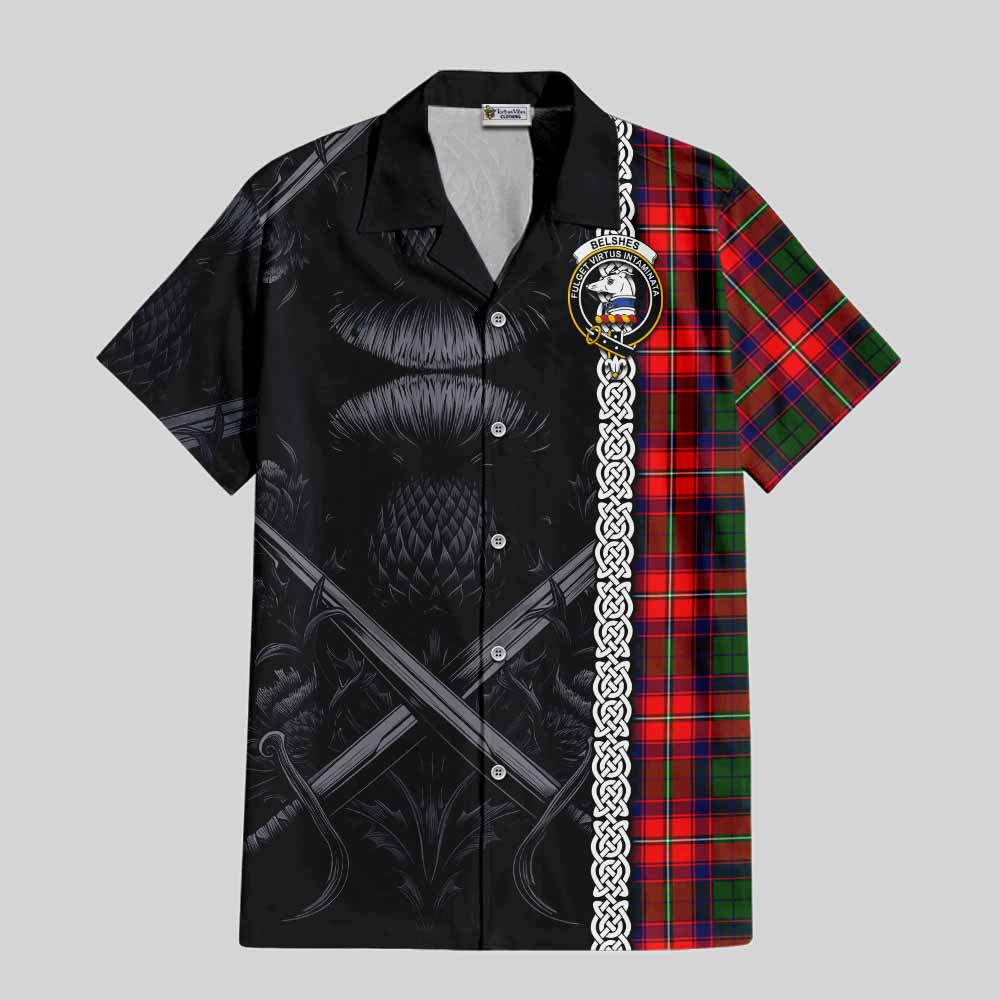 Belshes (Belsches) Tartan Hawaiian Shirt with Family Crest Cross Sword Thistle Celtic Vibes Kid - Tartan Vibes Clothing