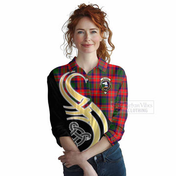 Belshes (Belsches) Tartan Women's Casual Shirt with Family Crest and Celtic Symbol Style Female - Tartan Vibes Clothing