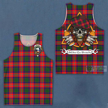 Belshes (Belsches) Tartan Men's Tank Top with Family Crest and Bearded Skull Holding Bottles of Whiskey Men - Tartan Vibes Clothing
