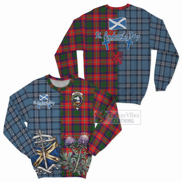 Belshes (Belsches) Tartan Sweatshirt Happy St. Andrew's Day Half Tartan Style Unisex - Tartan Vibes Clothing