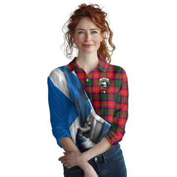 Belshes (Belsches) Tartan Women's Casual Shirt with Family Crest Scotland Patriotic Style Female - Tartan Vibes Clothing