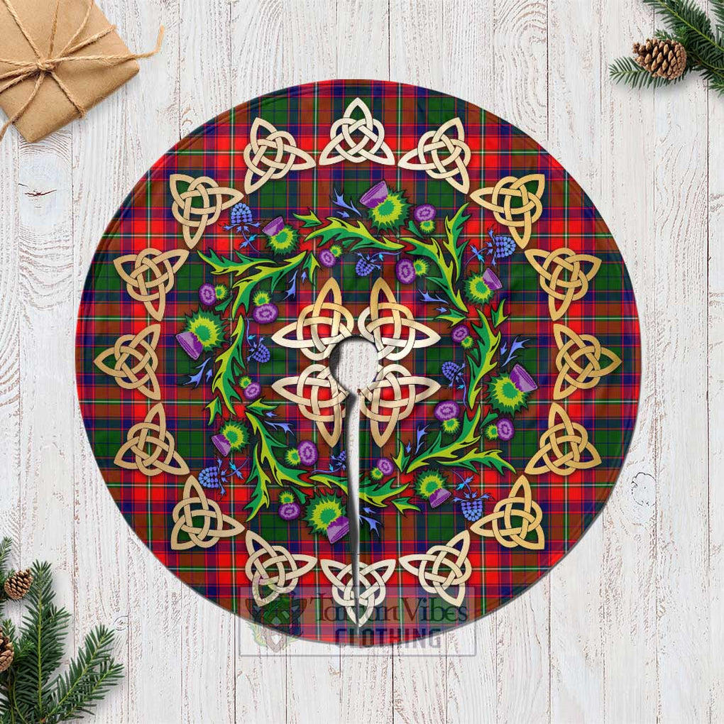 Belshes (Belsches) Tartan Christmas Tree Skirt with Thistle Celtic Knot Style Casual Tree Skirts - Tartan Vibes Clothing
