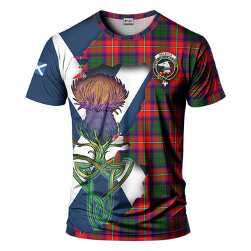 Tartan Vibes Clothing Belshes (Belsches) Tartan Family Crest T-Shirt Scottish Thistle Celtic Inspired