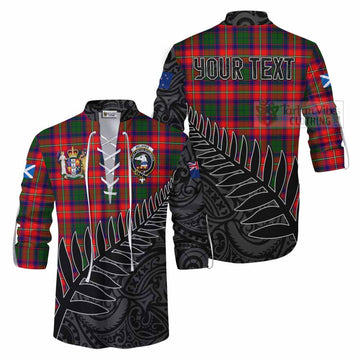 Belshes (Belsches) Crest Tartan Ghillie Kilt Shirt with New Zealand Silver Fern Half Style Men - Tartan Vibes Clothing