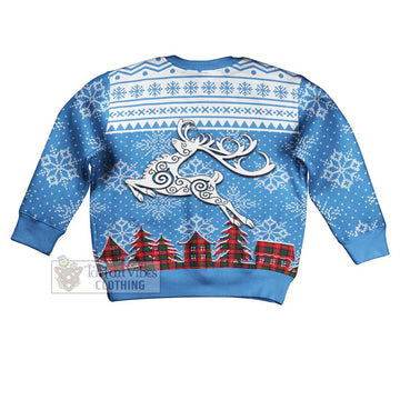 Belshes (Belsches) Clan Christmas Kid Ugly Sweater with Tartan and Celtic Reindeer Style - Tartan Vibes Clothing