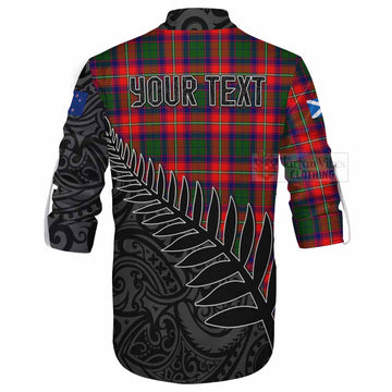 Belshes (Belsches) Crest Tartan Ghillie Kilt Shirt with New Zealand Silver Fern Half Style - Tartan Vibes Clothing