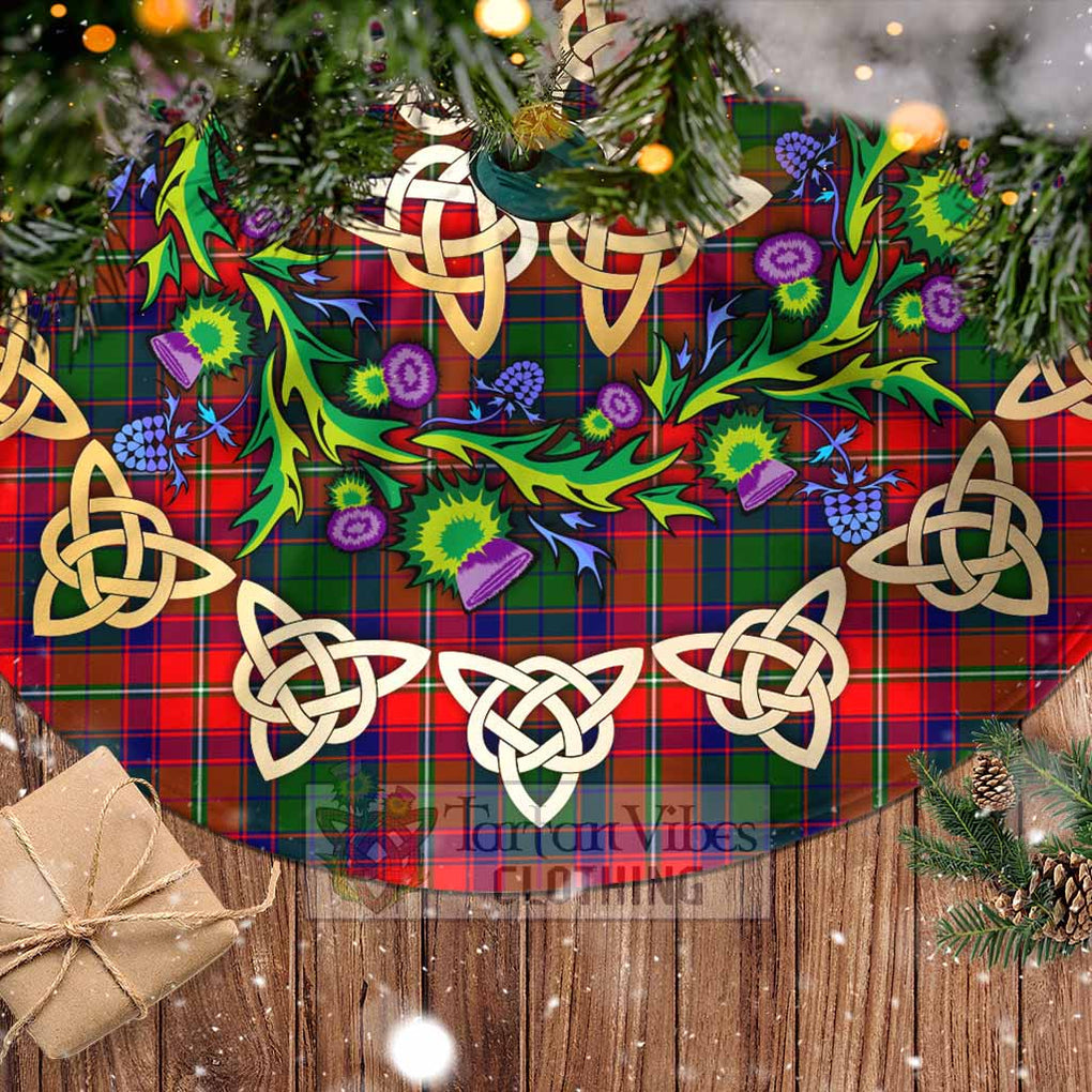 Belshes (Belsches) Tartan Christmas Tree Skirt with Thistle Celtic Knot Style - Tartan Vibes Clothing
