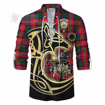 Belshes (Belsches) Tartan Ghillie Kilt Shirt with Family Crest Celtic Wolf Style - Tartan Vibes Clothing