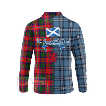 Belshes (Belsches) Tartan Long Sleeve Polo Shirt Happy St. Andrew's Day Half Tartan Style - Tartan Vibes Clothing