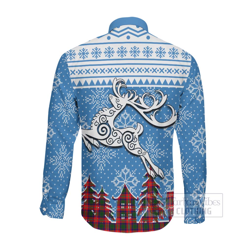 Belshes (Belsches) Clan Christmas Long Sleeve Button Shirt Celtic Reindeer Style Men's Shirt - Tartan Vibes Clothing