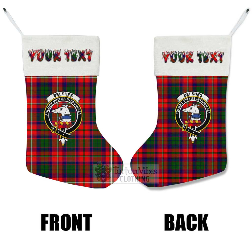 Tartan Vibes Clothing Belshes (Belsches) Tartan Family Crest Christmas Stocking with Personalized Text
