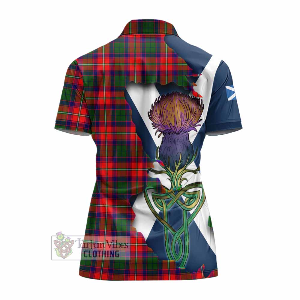 Tartan Vibes Clothing Belshes (Belsches) Tartan Family Crest Women's Polo Shirt Scottish Thistle Celtic Inspired
