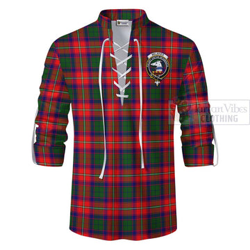 Belshes (Belsches) Tartan Ghillie Kilt Shirt with Family Crest and Bearded Skull Holding Bottles of Whiskey - Tartan Vibes Clothing
