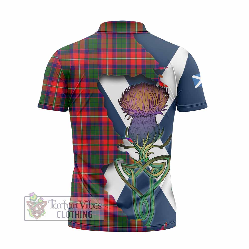 Tartan Vibes Clothing Belshes (Belsches) Tartan Family Crest Zipper Polo Shirt Scottish Thistle Celtic Inspired