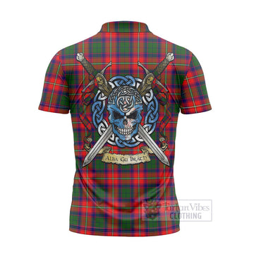 Belshes (Belsches) Tartan Zipper Polo Shirt with Family Crest Celtic Skull Style - Tartan Vibes Clothing