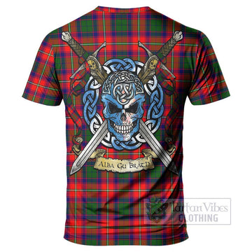 Belshes (Belsches) Tartan T-Shirt with Family Crest Celtic Skull Style - Tartan Vibes Clothing