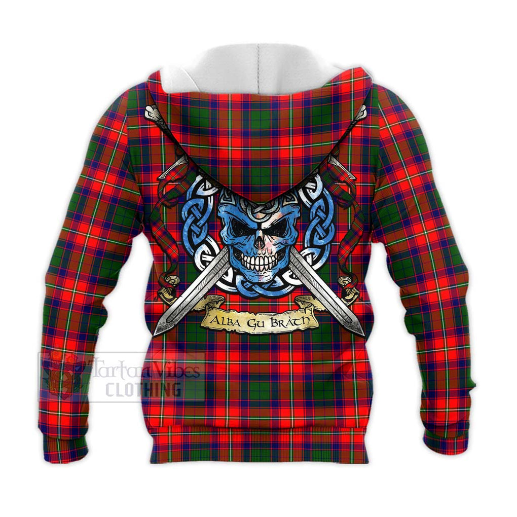 Belshes (Belsches) Tartan Knitted Hoodie with Family Crest Celtic Skull Style - Tartan Vibes Clothing