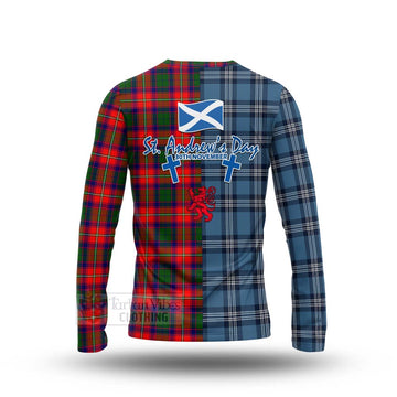 Belshes (Belsches) Tartan Long Sleeve T-Shirt Happy St. Andrew's Day Half Tartan Style - Tartan Vibes Clothing