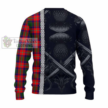 Belshes (Belsches) Tartan Knitted Sweater with Family Crest Cross Sword Thistle Celtic Vibes - Tartan Vibes Clothing