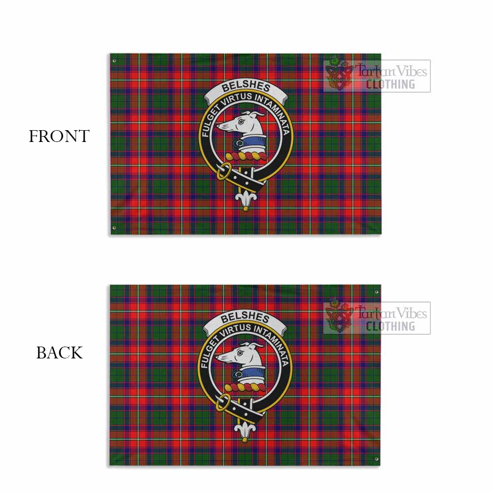 Tartan Vibes Clothing Belshes (Belsches) Tartan House Flag with Family Crest