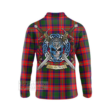 Belshes (Belsches) Tartan Long Sleeve Polo Shirt with Family Crest Celtic Skull Style - Tartan Vibes Clothing