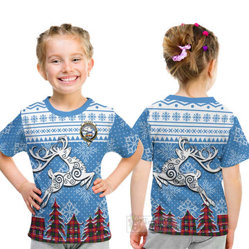 Belshes (Belsches) Clan Christmas Kid T-Shirt Celtic Reindeer Style - Tartan Vibes Clothing