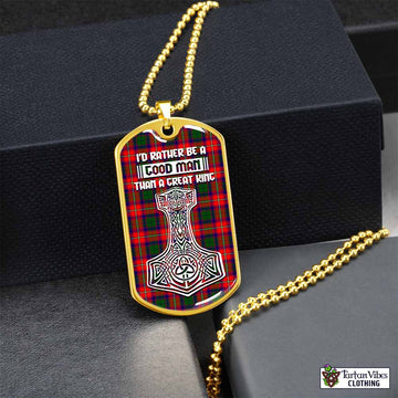 Tartan Vibes Clothing Belshes (Belsches) Tartan Dog Tag Necklace Viking Mjolnir Style