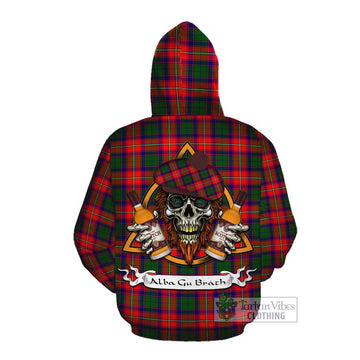 Belshes (Belsches) Tartan Cotton Hoodie with Family Crest and Bearded Skull Holding Bottles of Whiskey Pullover Hoodie - Tartan Vibes Clothing