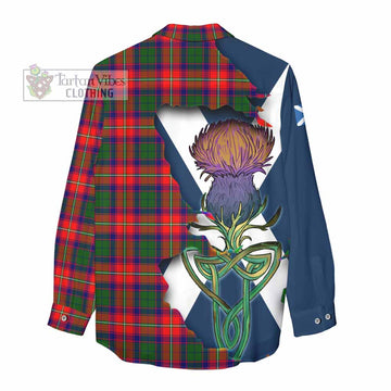Tartan Vibes Clothing Belshes (Belsches) Tartan Family Crest Women's Casual Shirt Scottish Thistle Celtic Inspired