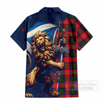 Belshes (Belsches) Tartan Family Crest Hawaiian Shirt with Scottish Majestic Lion - Tartan Vibes Clothing