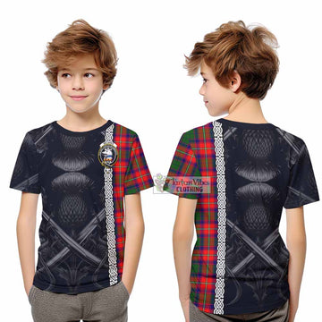 Belshes (Belsches) Tartan Kid T-Shirt with Family Crest Cross Sword Thistle Celtic Vibes - Tartan Vibes Clothing