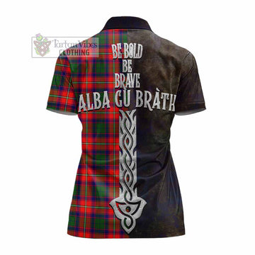 Belshes (Belsches) Tartan Family Crest Women's Polo Shirt Alba Gu Brath Be Brave Lion Ancient Style - Tartan Vibes Clothing