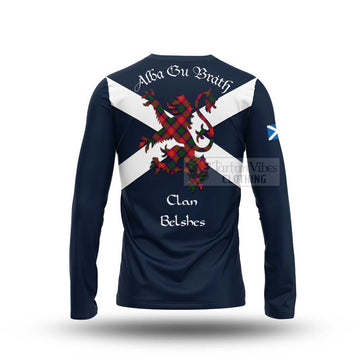 Belshes (Belsches) Tartan Lion Rampant Long Sleeve T-Shirt Proudly Display Your Heritage with Alba Gu Brath and Clan Name - Tartan Vibes Clothing