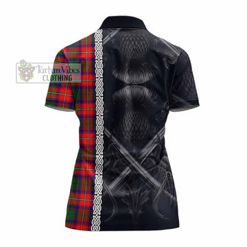 Belshes (Belsches) Tartan Women's Polo Shirt with Family Crest Cross Sword Thistle Celtic Vibes - Tartan Vibes Clothing