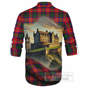 Belshes (Belsches) Tartan Family Crest Ghillie Kilt Shirt with Scottish Ancient Castle Style - Tartan Vibes Clothing