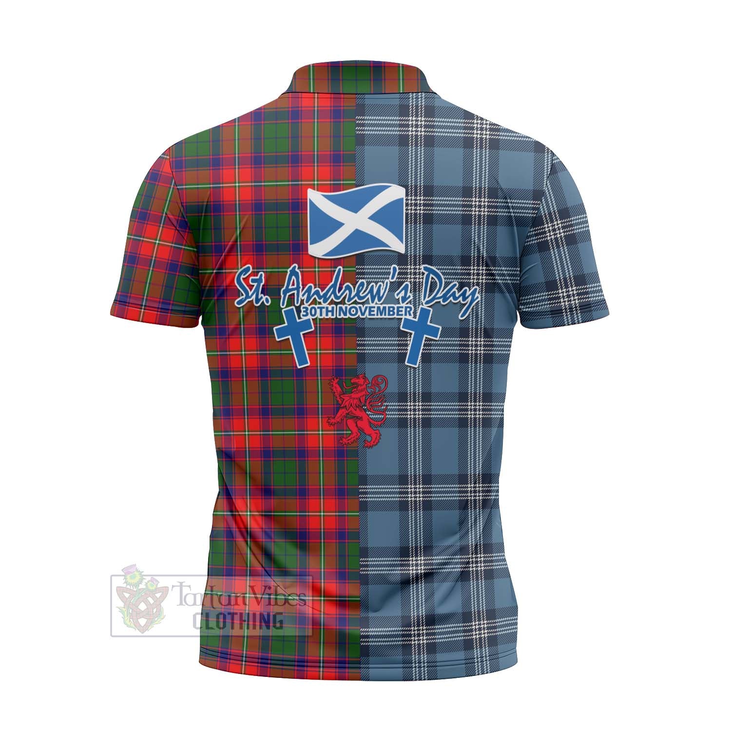 Tartan Vibes Clothing Belshes (Belsches) Tartan Zipper Polo Shirt Happy St. Andrew's Day Half Tartan Style