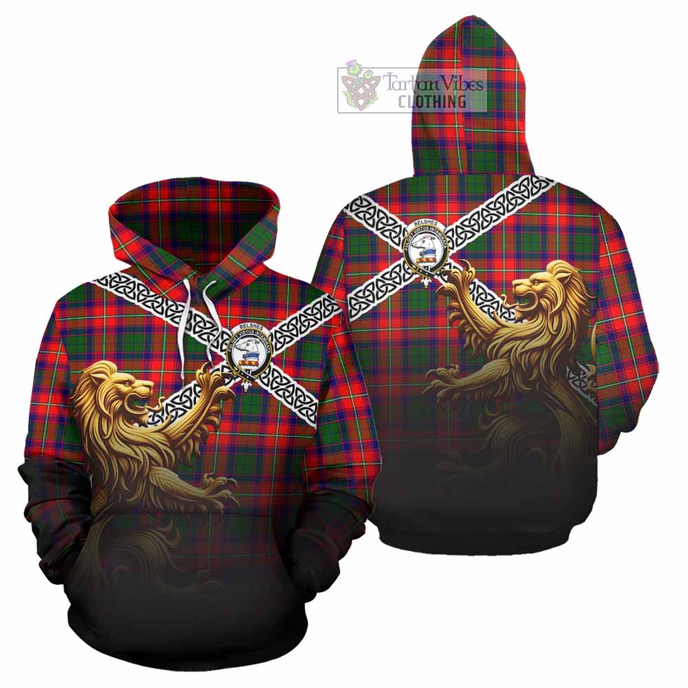 Belshes (Belsches) Crest Tartan Hoodie with Golden Lion Emblem Celtic Style - Tartan Vibes Clothing