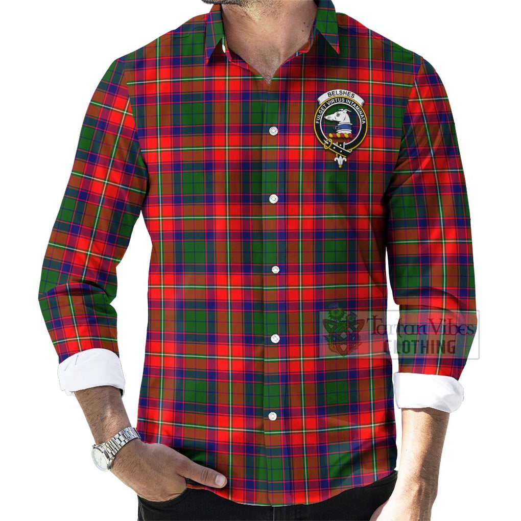Belshes (Belsches) Tartan Long Sleeve Button Shirt with Family Crest Celtic Skull Style - Tartan Vibes Clothing