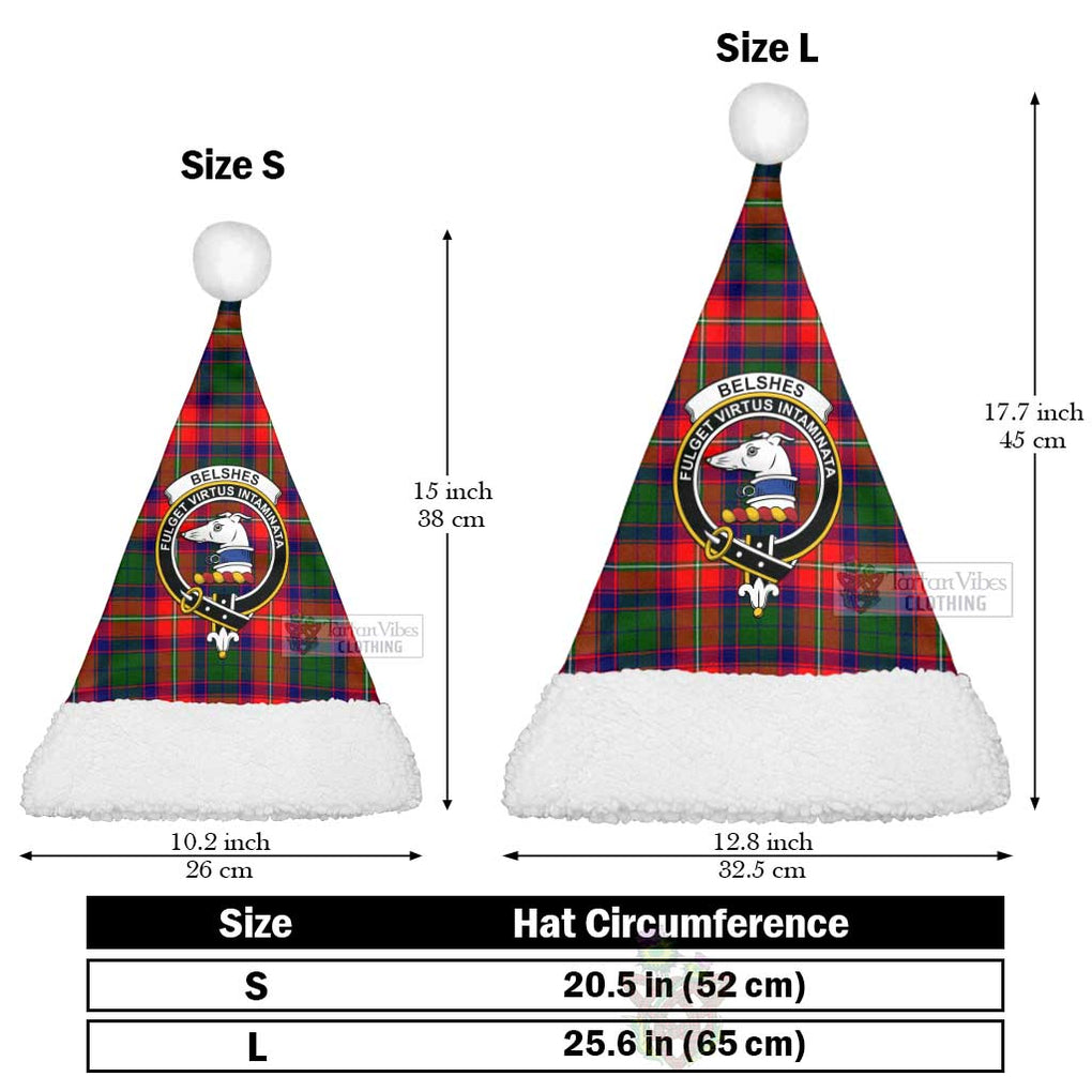 Belshes (Belsches) Tartan Christmas Santa Hats with Family Crest Christmas Hat L 25.6in (65cm) - Tartan Vibes Clothing
